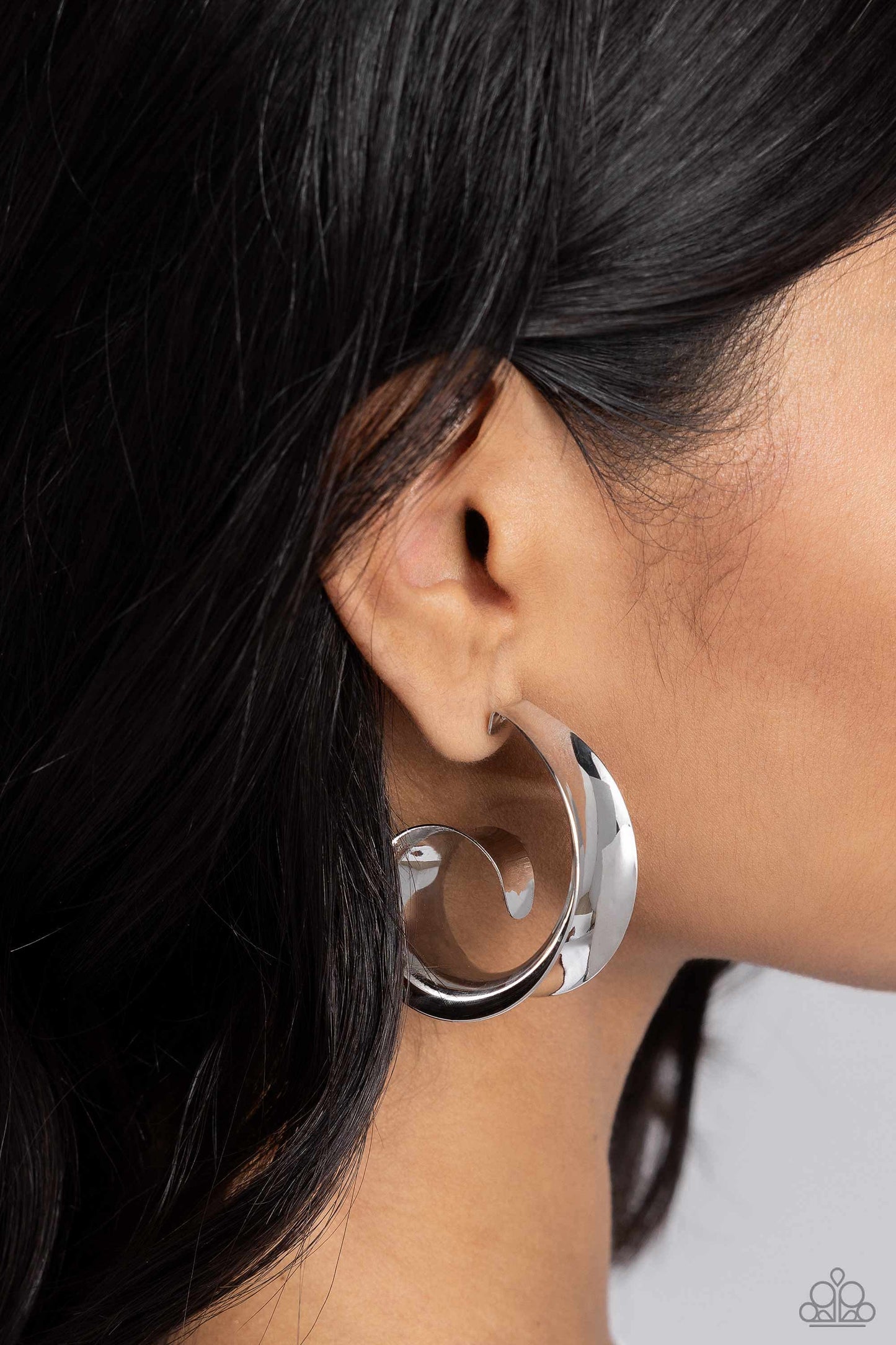 Curly Cadence Silver Hoop Earrings