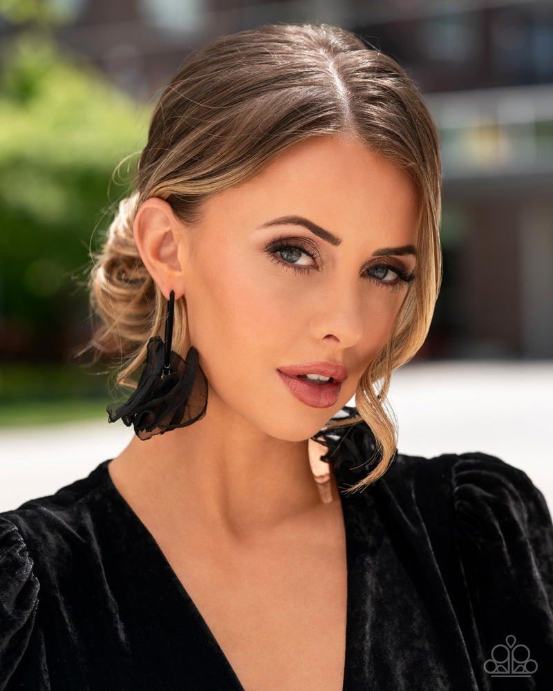 Pasionate Promenade Black Hoop Earrings