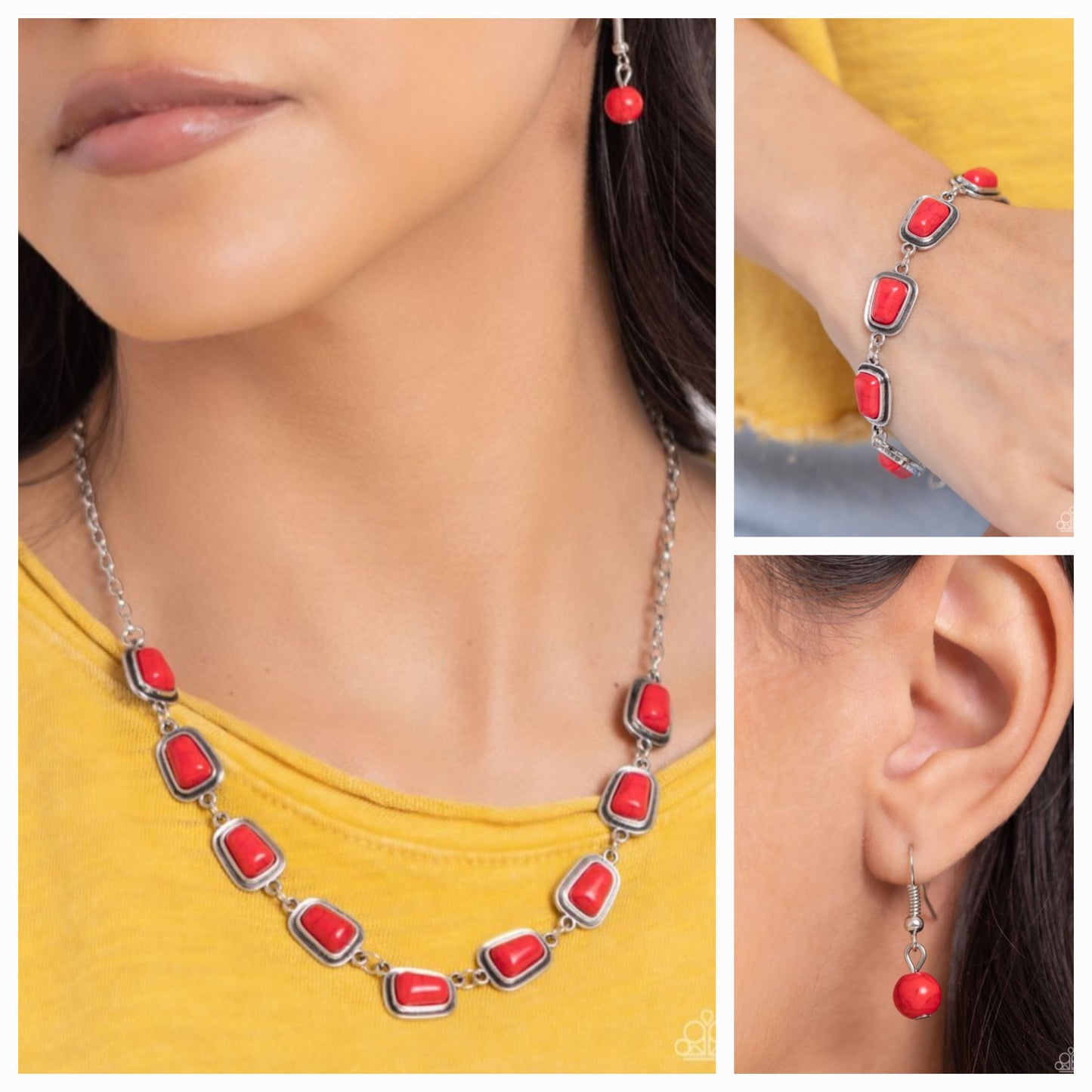 Southern Safari - Red Necklace Set & Bracelet