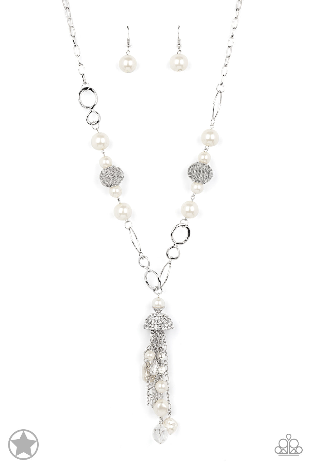 Designated Diva - White Necklace Earring Set