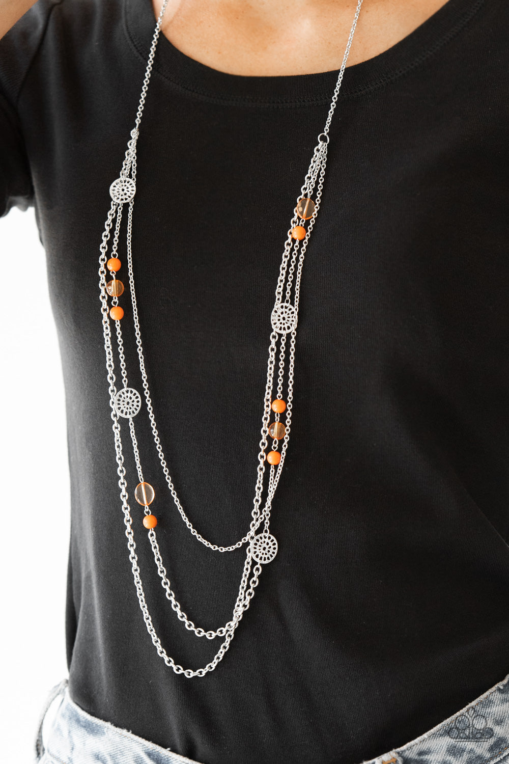 Pretty Pop-tastic! - Orange Necklace Earrings Set