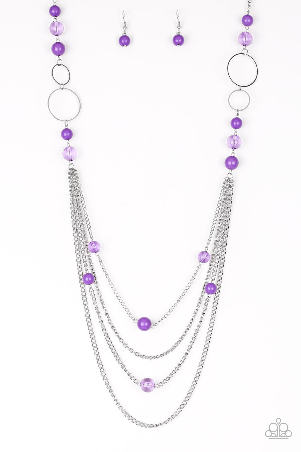 Bubbly Bright - Purple Necklace Earring Set