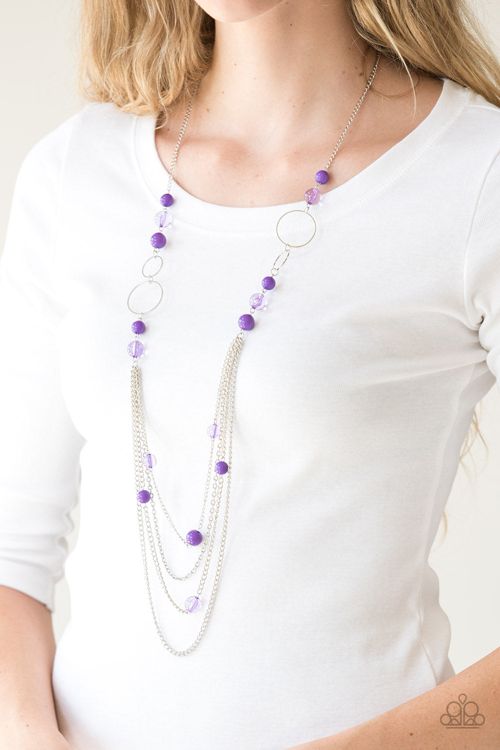 Bubbly Bright - Purple Necklace Earring Set