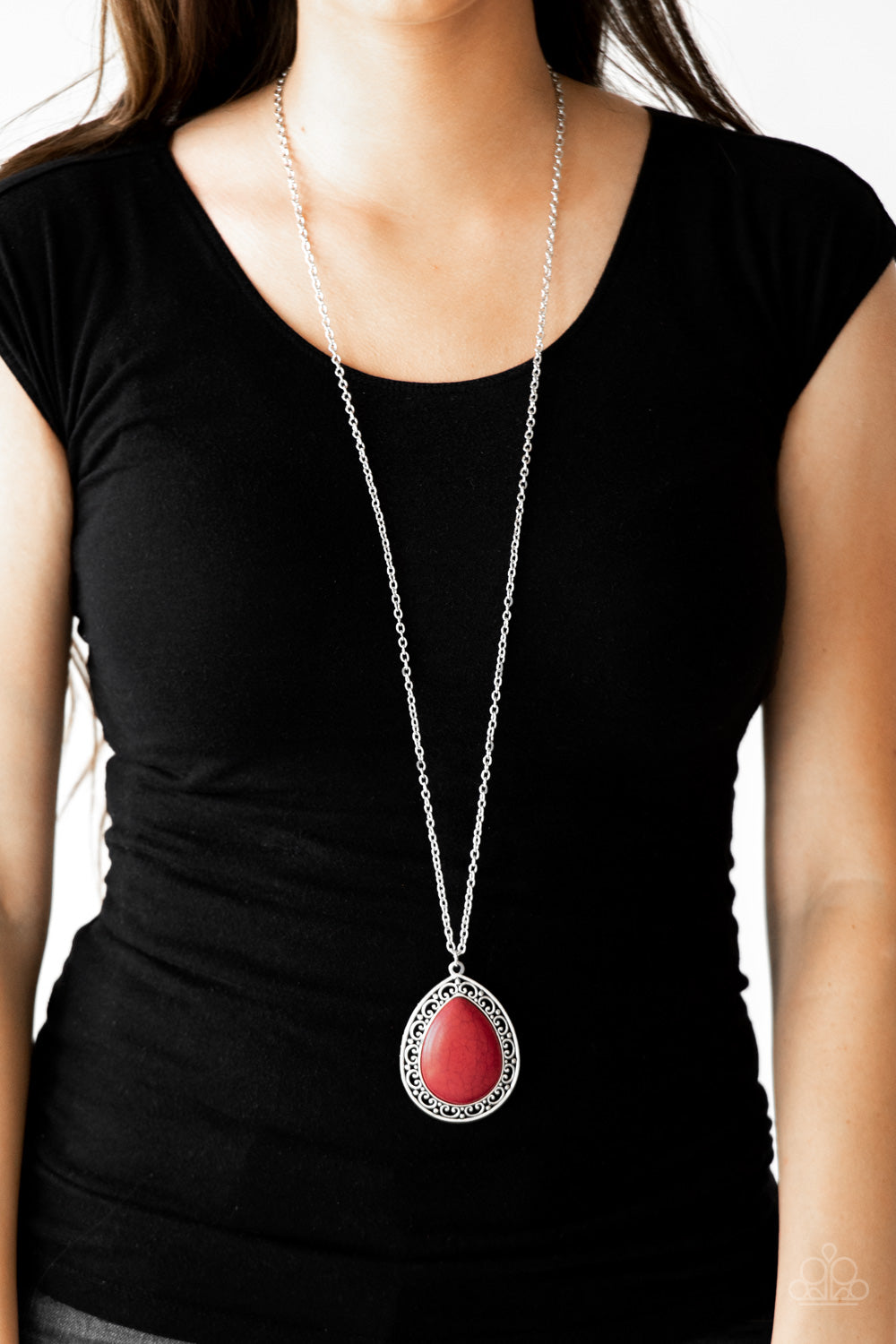 Full Frontier - Red Necklace Earring Set