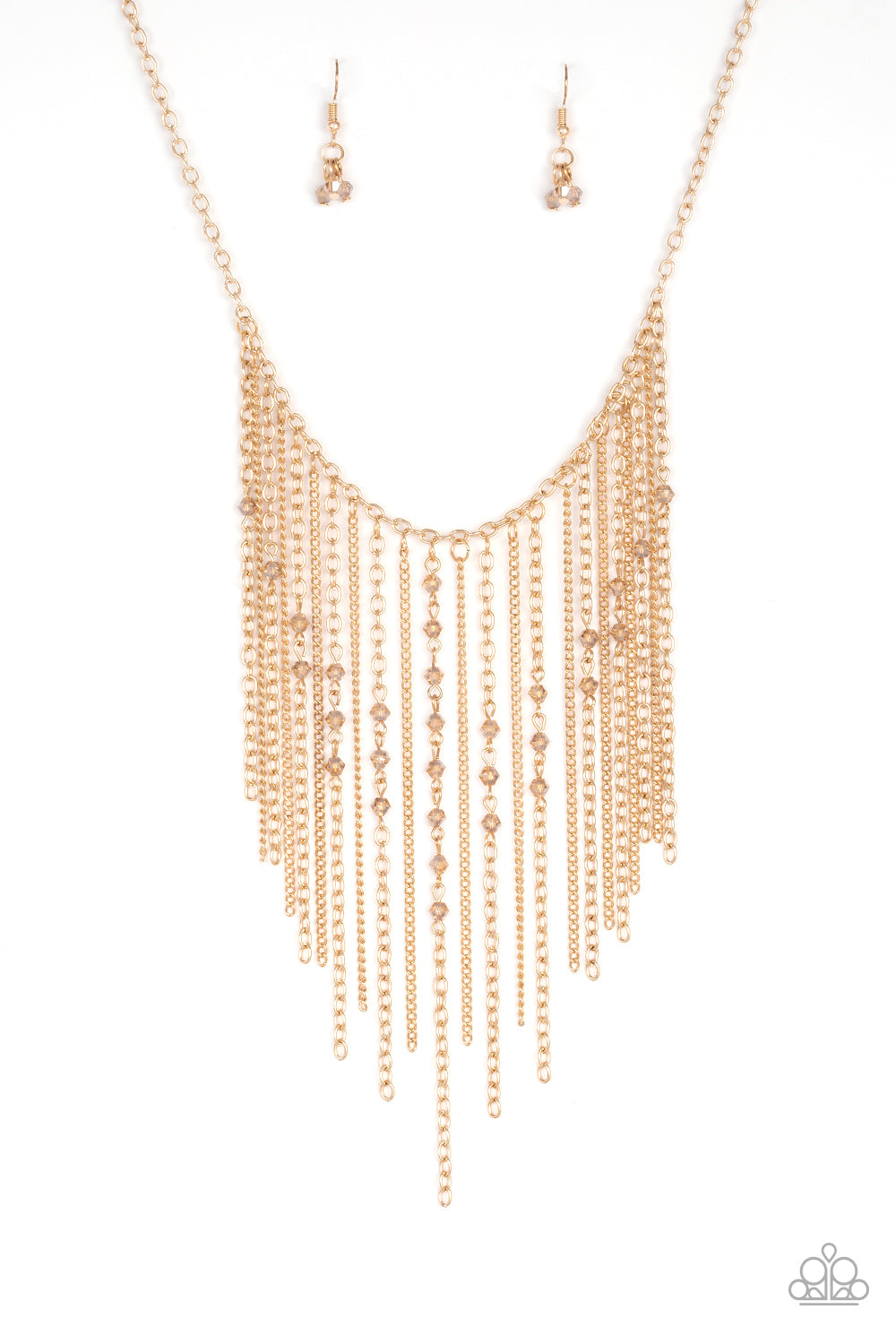 First Class Fringe - Gold Necklace Earring Set