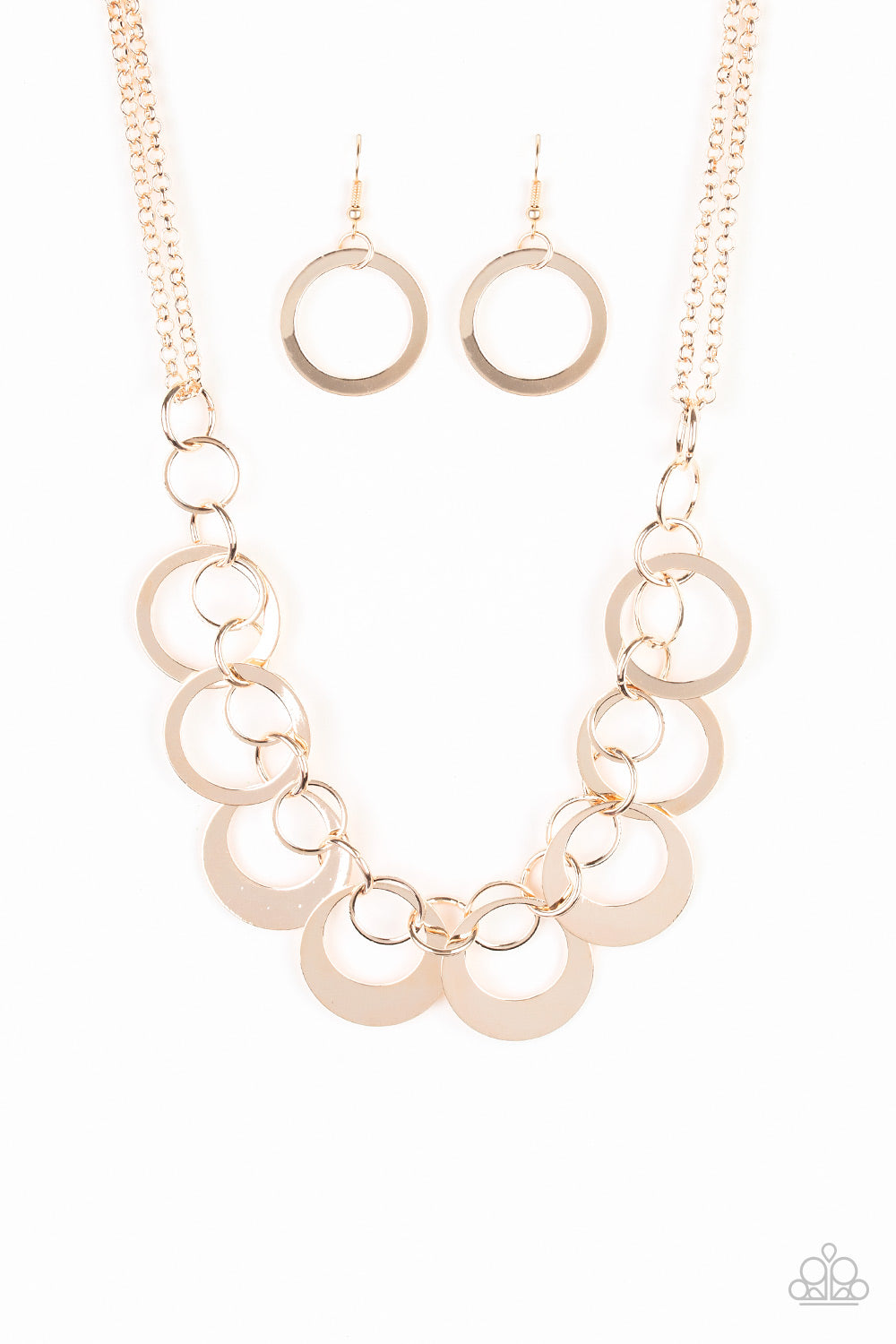 In Full Orbit - Rose Gold Necklace Earrings Set