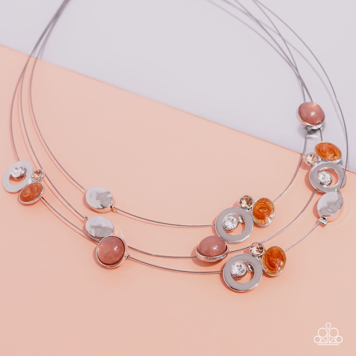 Affectionate Array - Orange Necklace Earring Set