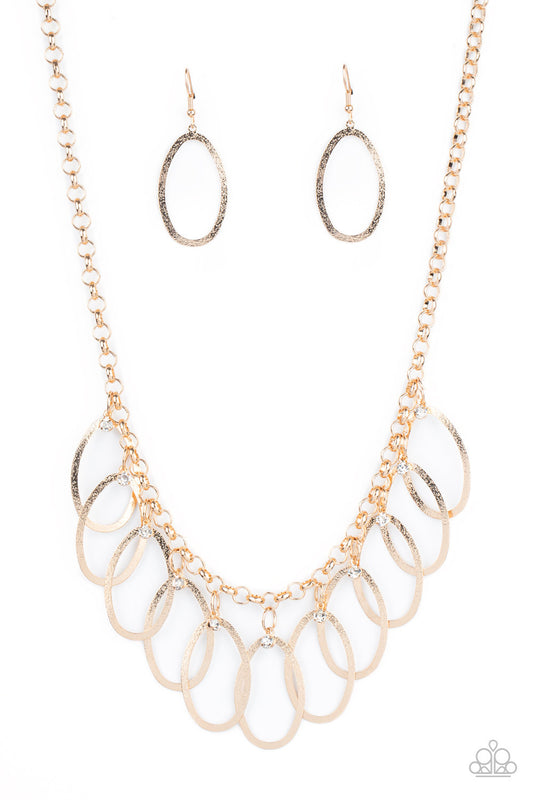 Double OVAL-time - Gold Necklace Earring set