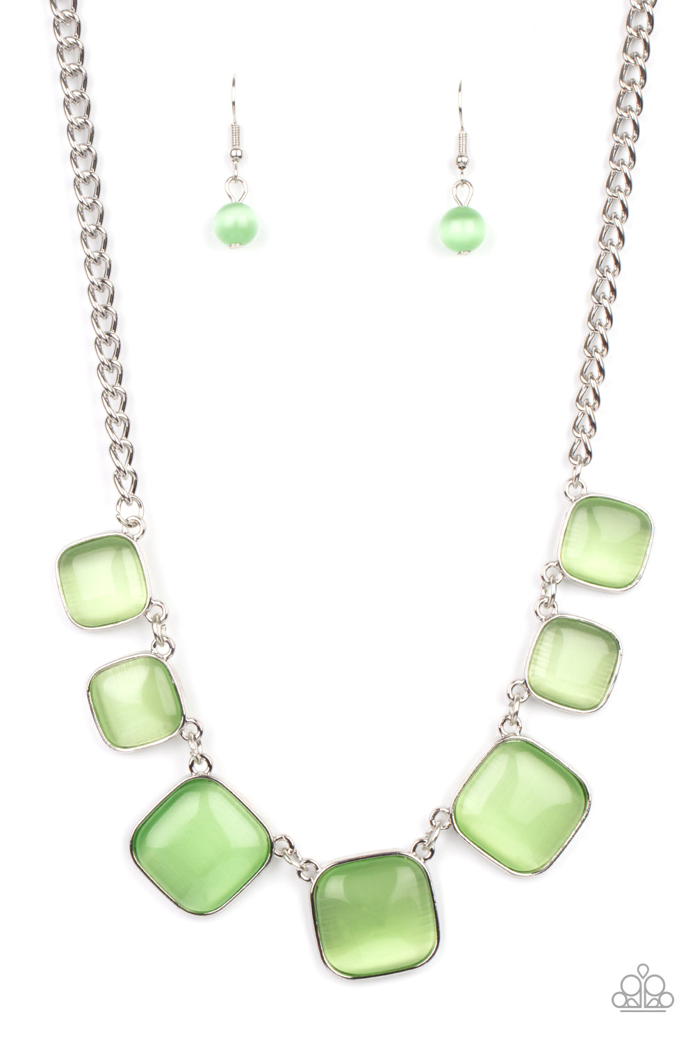 Aura Allure - Green Necklace Earring Set