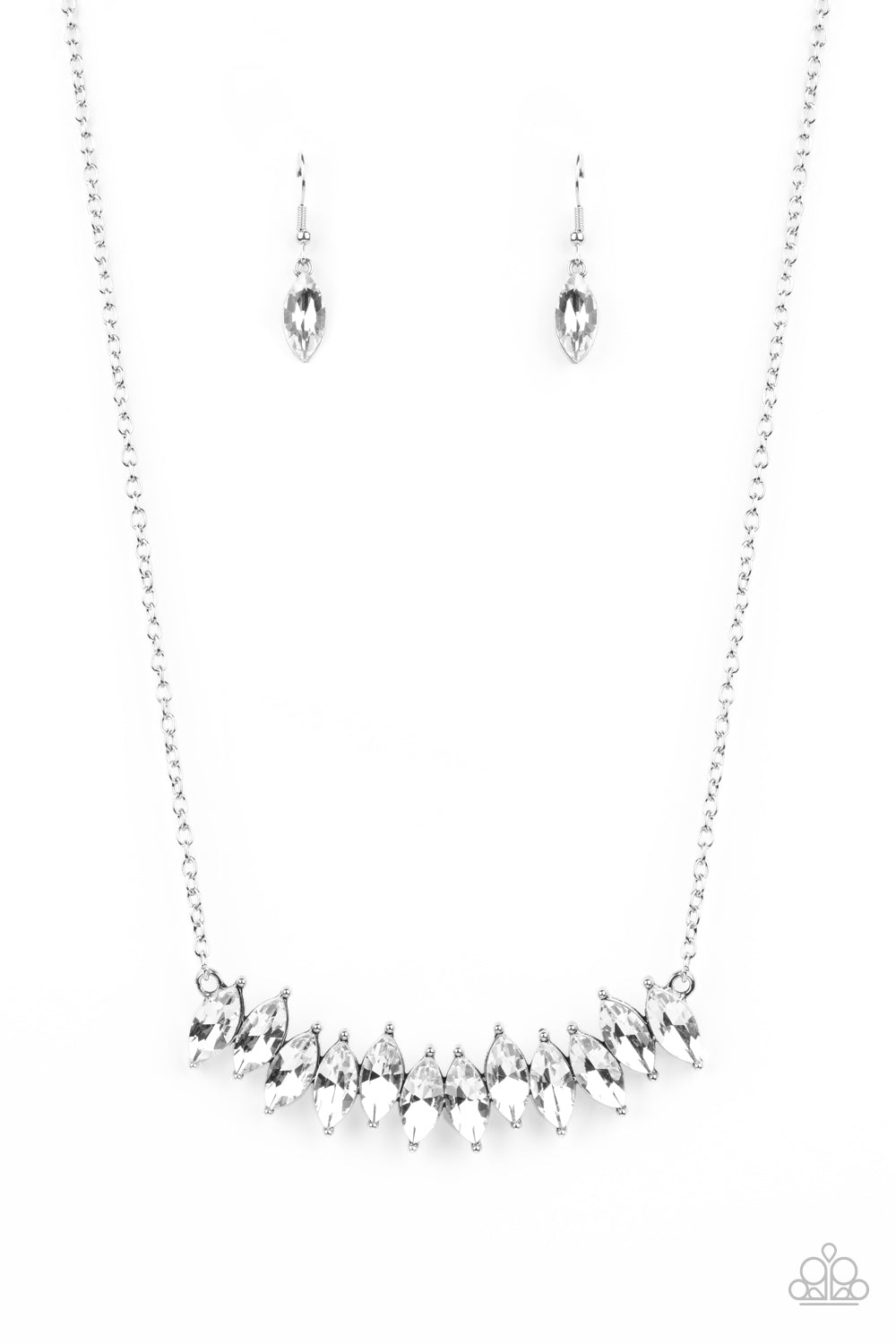 Icy Intensity - White Necklace Earring Set