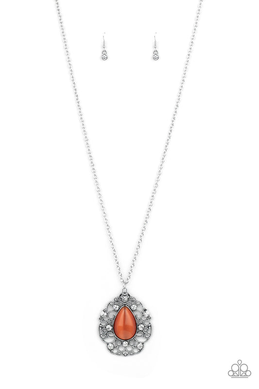 Bewitched Beam - Orange Necklace Earring Set