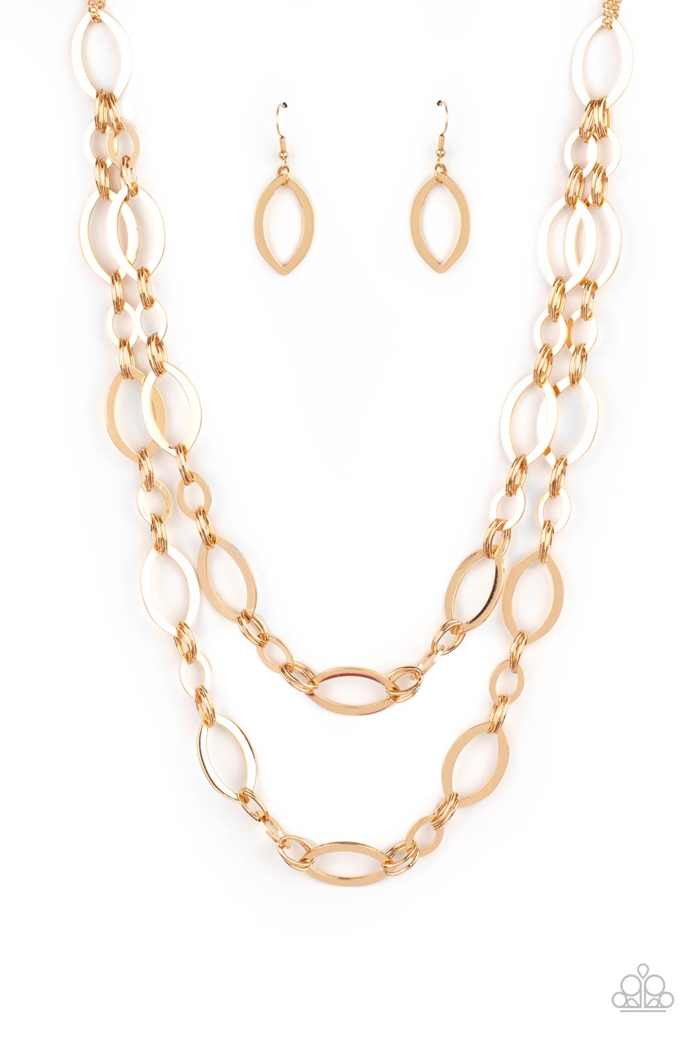 The OVAL-achiever - Gold Necklace Earring Set