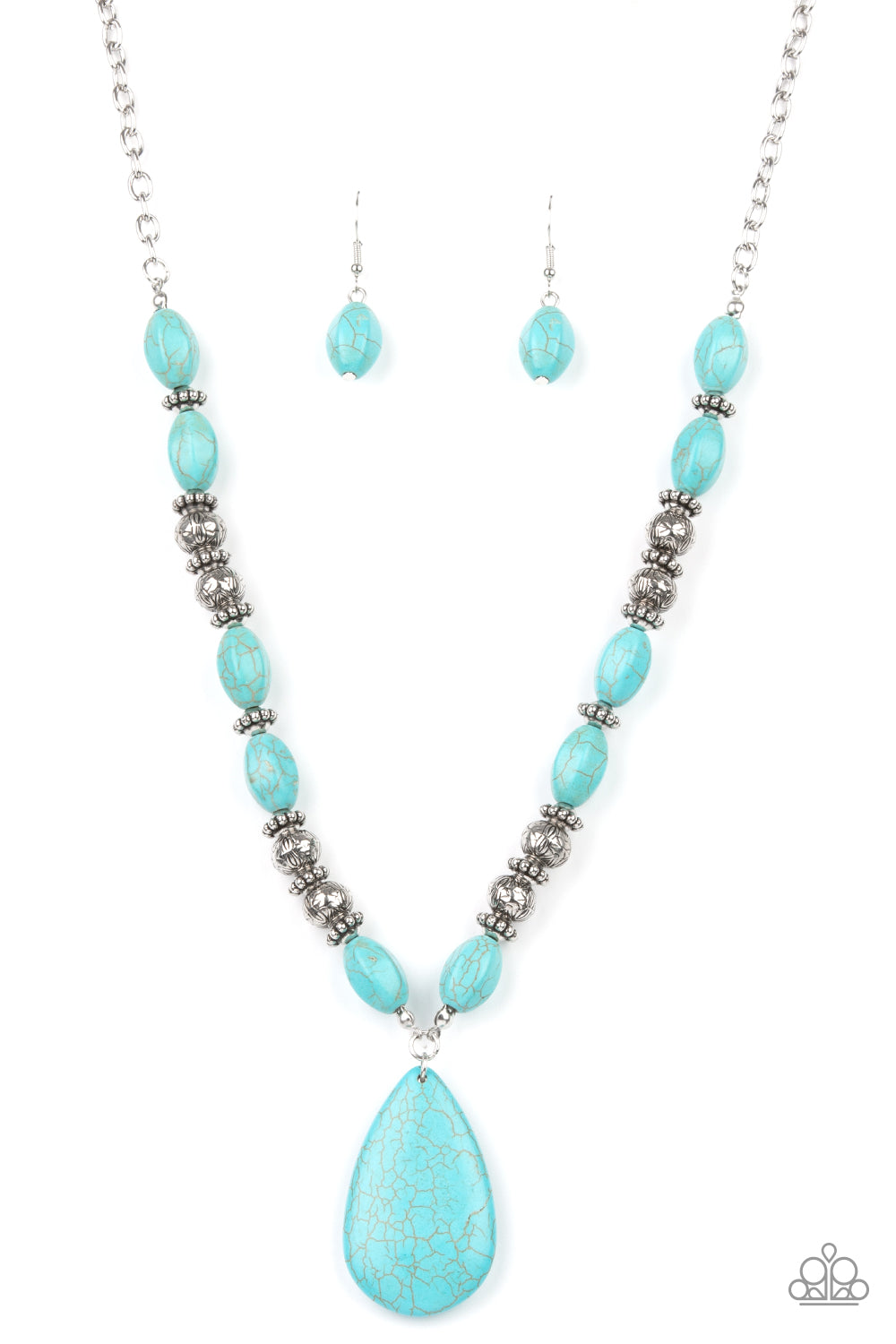 Blazing Saddles - Blue Necklace Earring Set