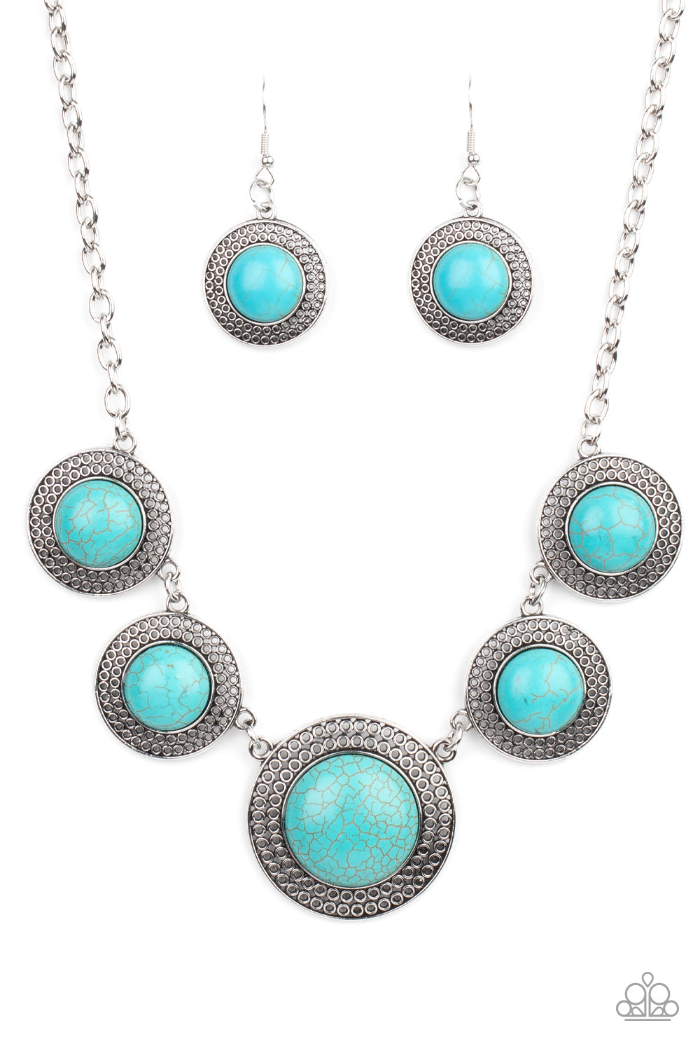 Circle The Wagons - Blue Necklace Earring Set/ Bracelet