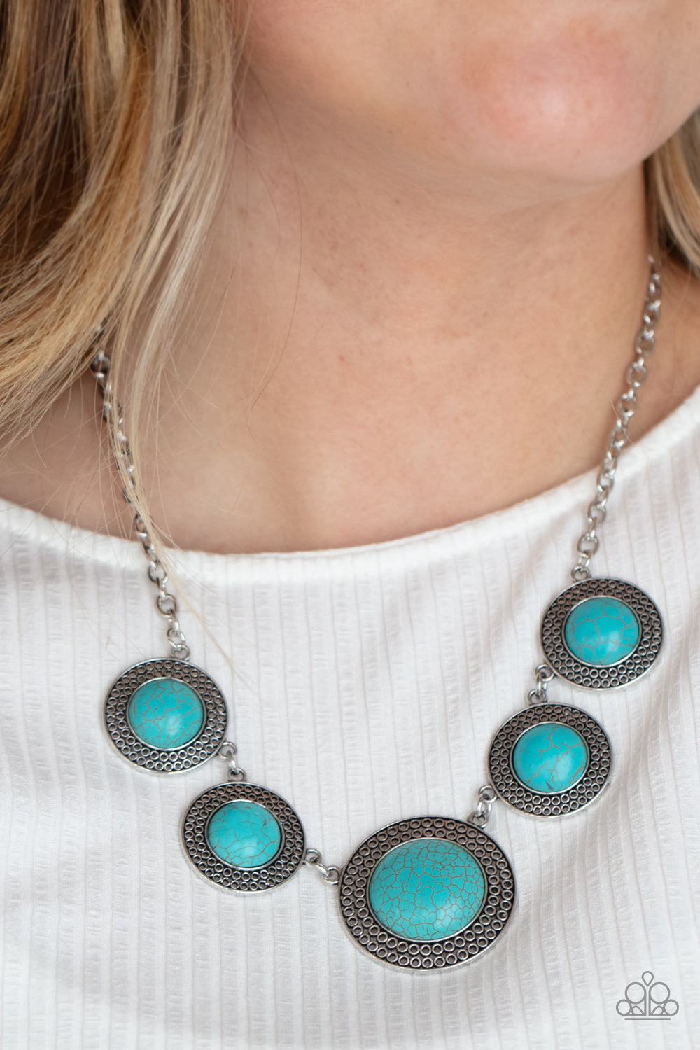 Circle The Wagons - Blue Necklace Earring Set/ Bracelet