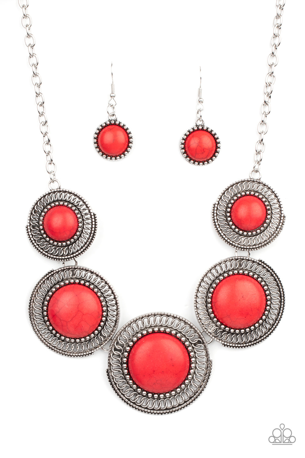 She Went West - Red Necklace Earring Set