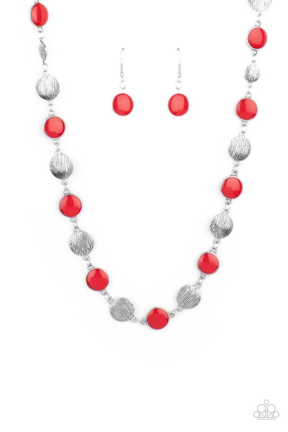 Harmonizing Hotspot - Red Necklace Earring Set