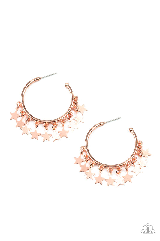 Happy Independence Day - Copper Hoop Earrings