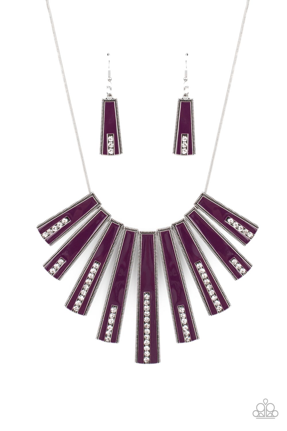 FAN-tastically Deco - Purple Necklace Earring Set