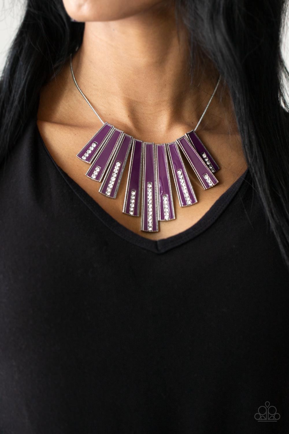 FAN-tastically Deco - Purple Necklace Earring Set