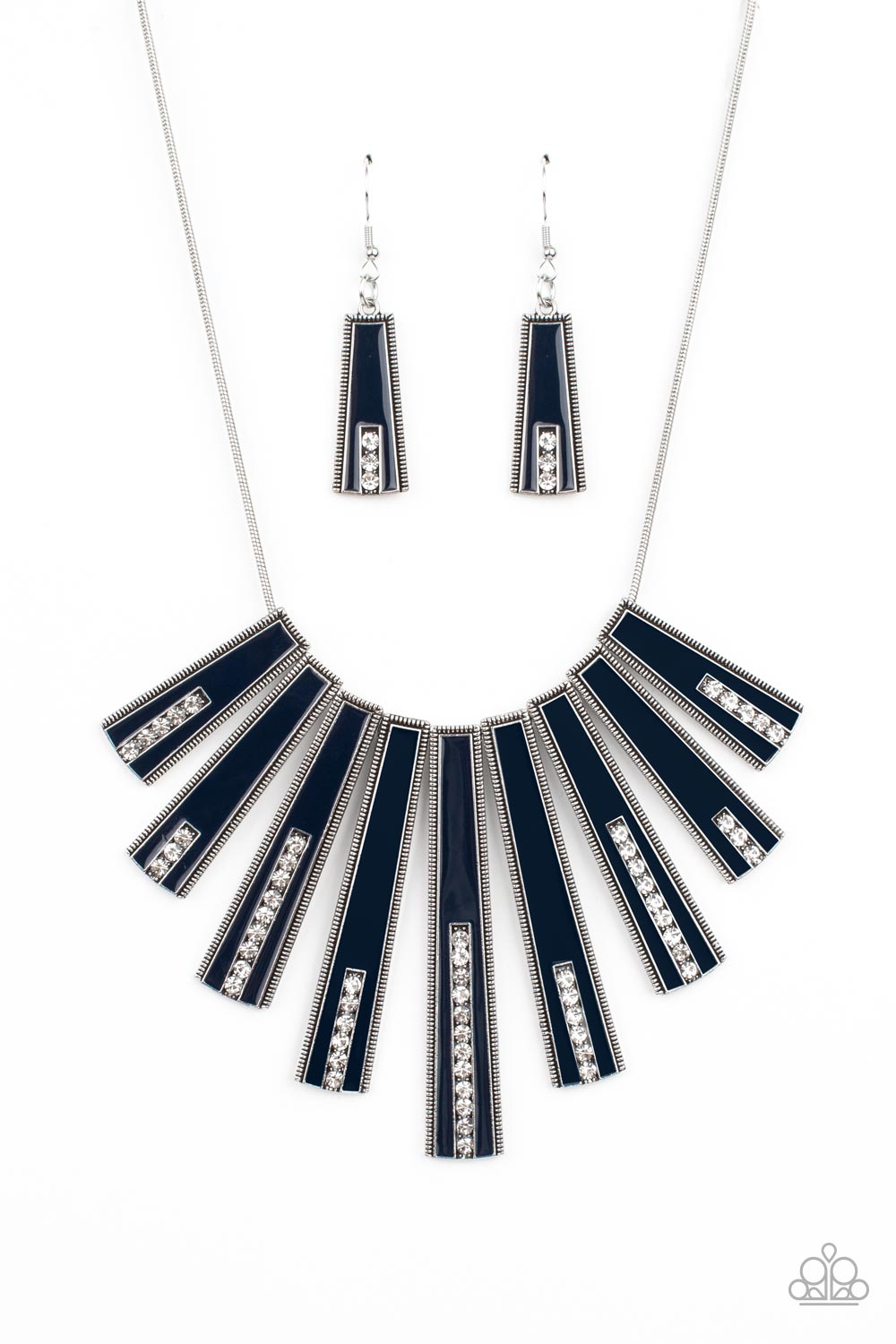 FAN-tastically Deco - Blue Necklace Earring Set