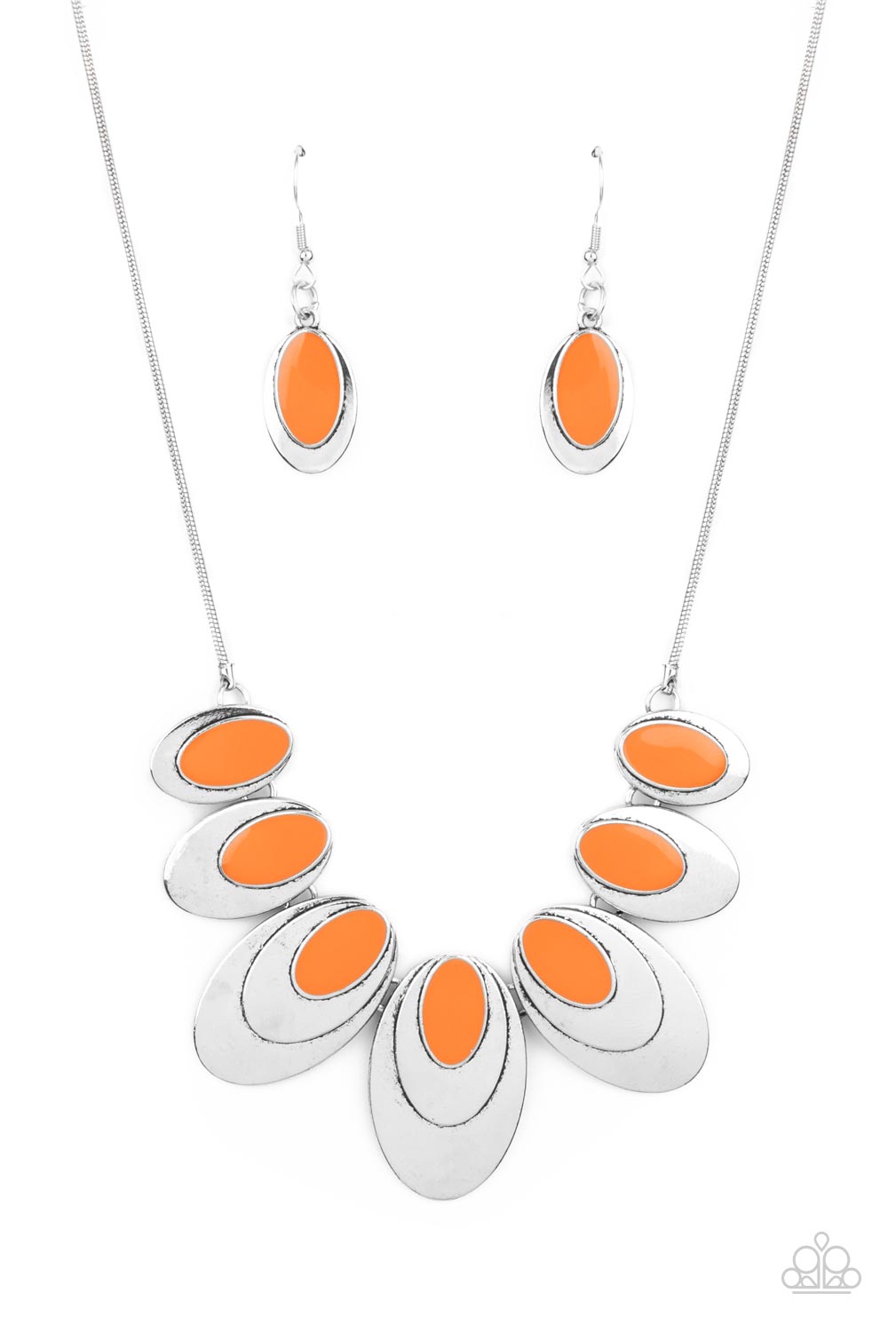 Endless Eclipse - Orange Necklace Earring Set