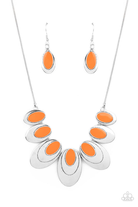 Endless Eclipse - Orange Necklace Earring Set