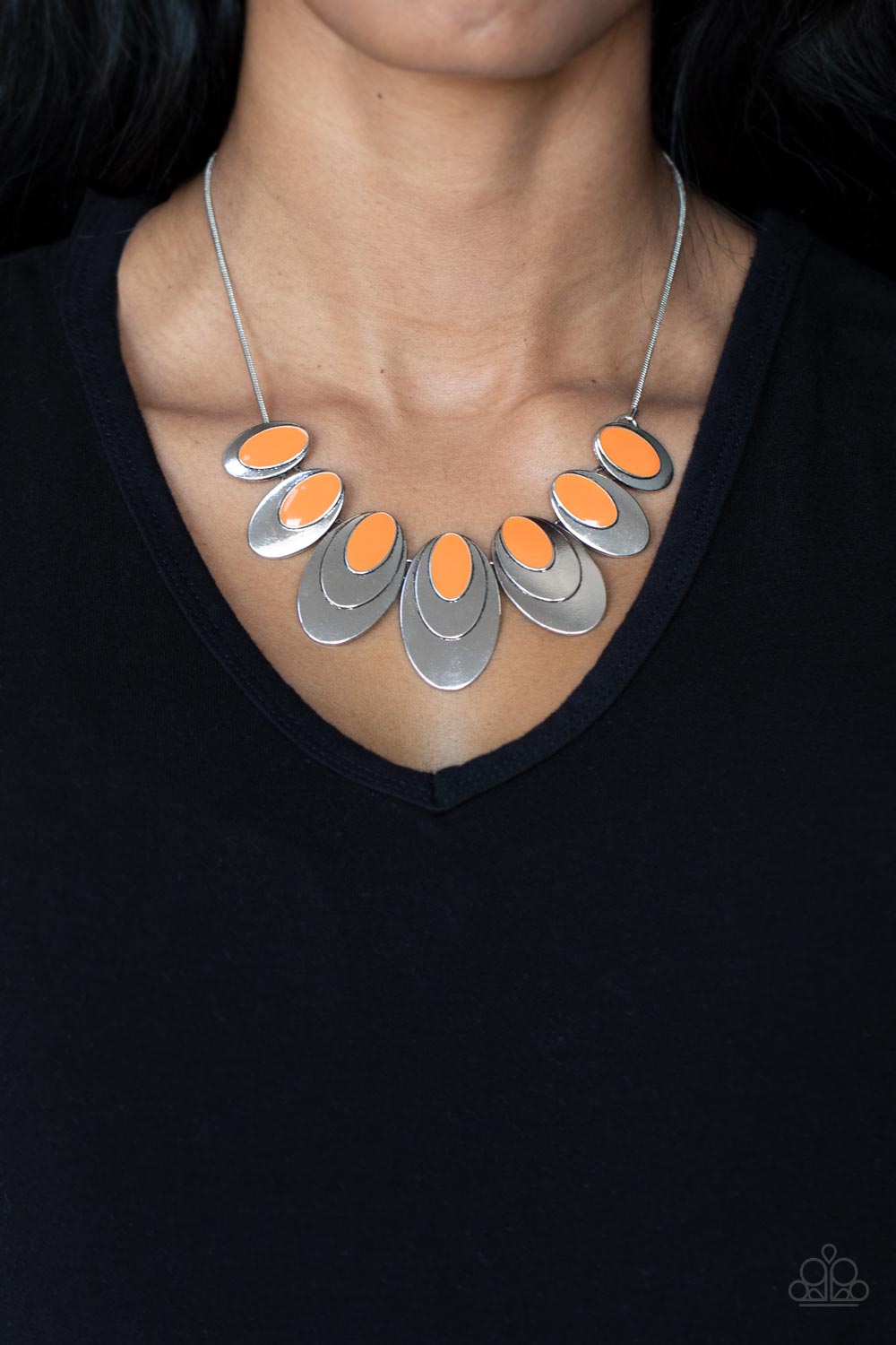 Endless Eclipse - Orange Necklace Earring Set