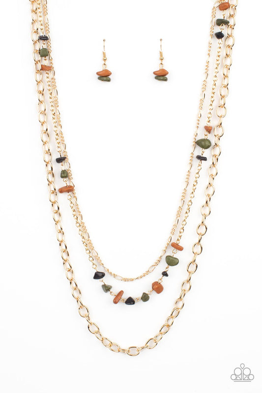 Artisanal Abundance - Multi/Gold Necklace Earring Set