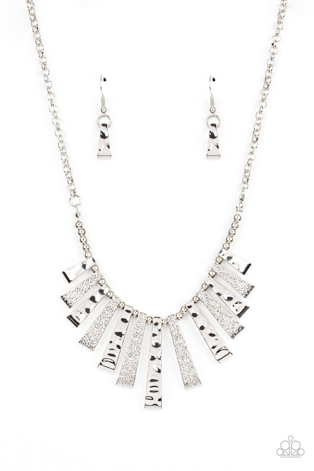 The MANE Course - Silver necklace Earring Set