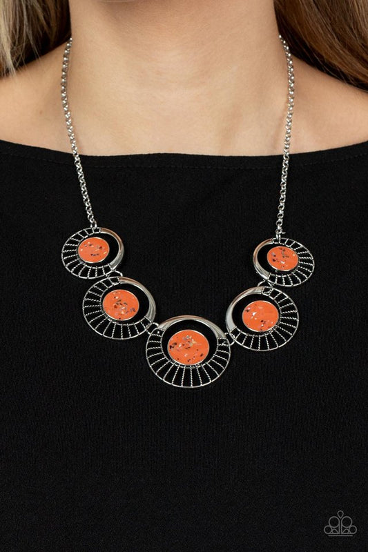 Elliptical Effervescence - Orange Necklace Earring Set