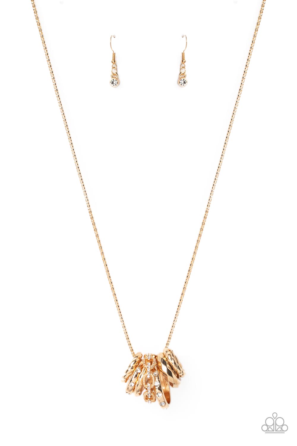 Audacious Attitude - Gold Necklace Earring Set