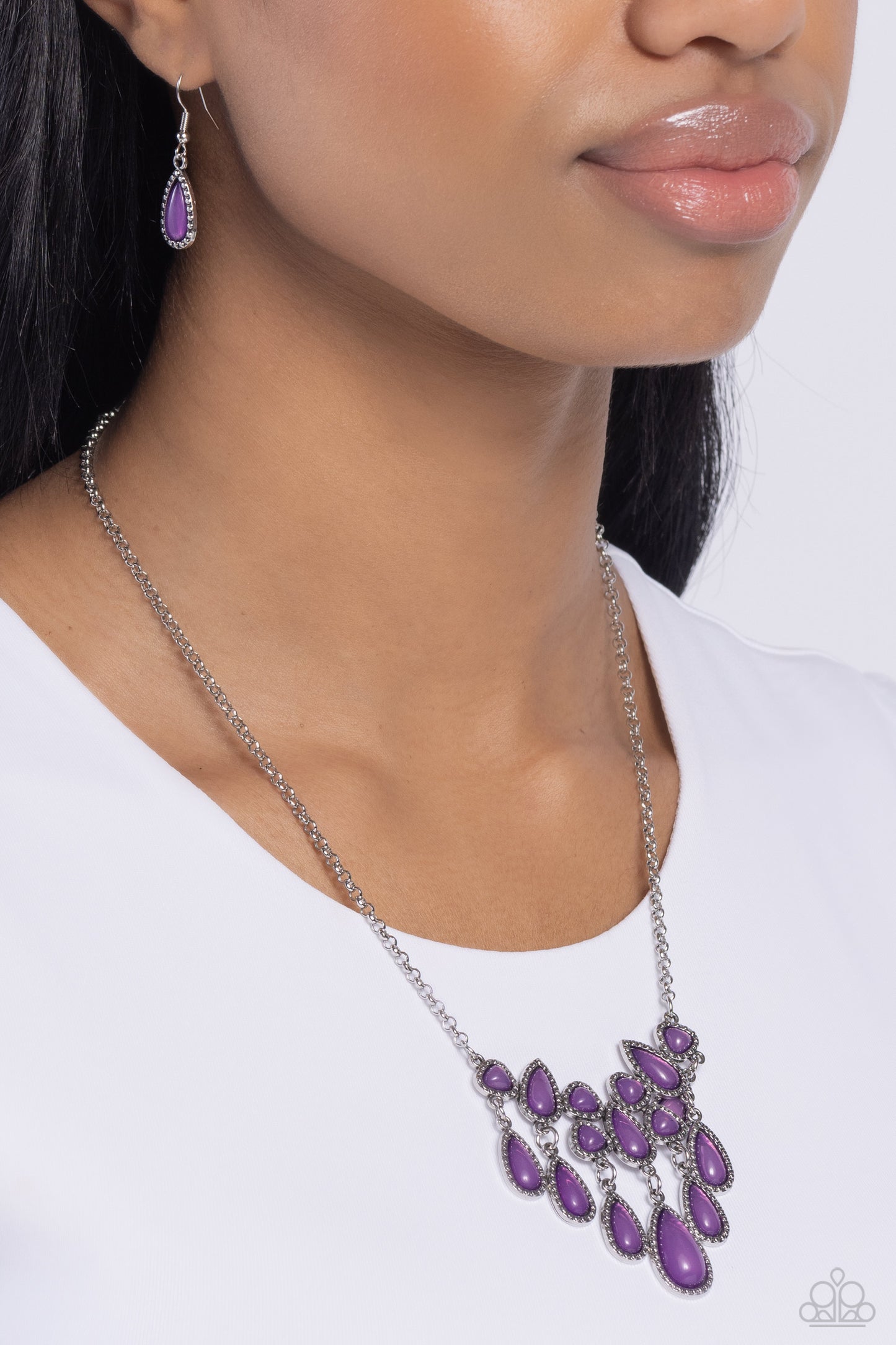 Exceptionally Ethereal - Purple Necklace Earring Set