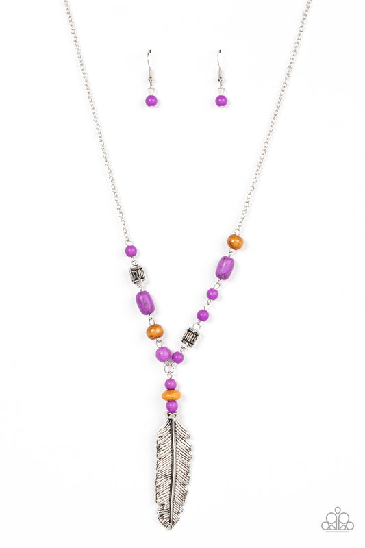 Watch Me Fly - Purple Necklace Earring Set