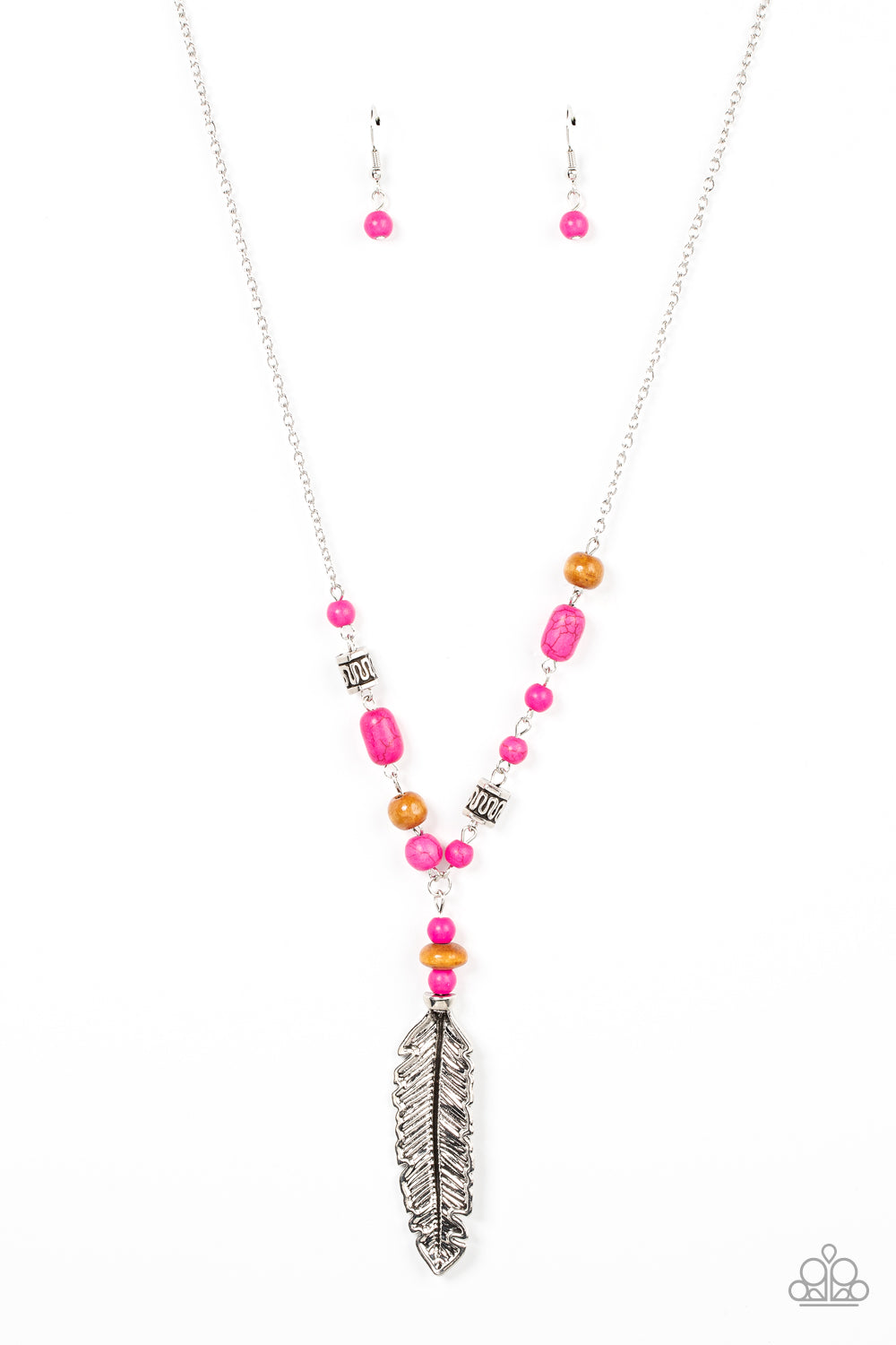 Watch Me Fly - Pink Necklace Earring Set