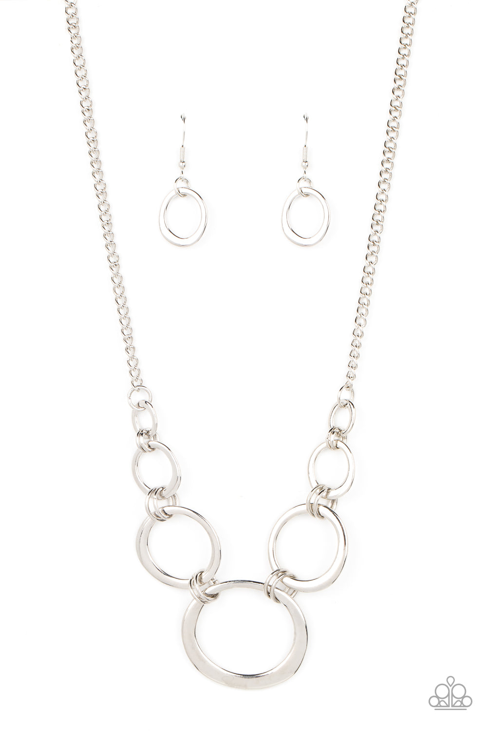 Short Circuit - Silver Necklace Earring Set