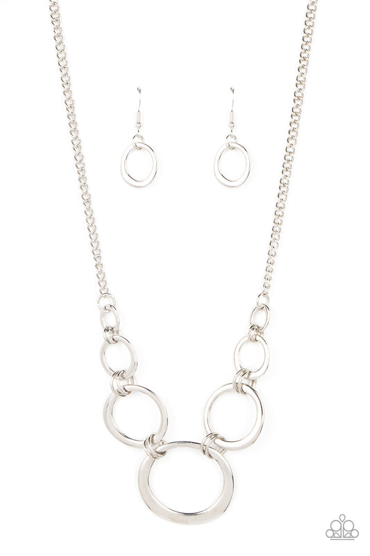 Short Circuit - Silver Necklace Earring Set