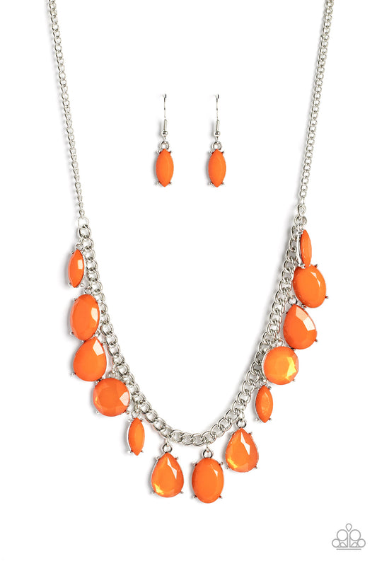 Fairytale Fortuity - Orange Necklace Earring Set