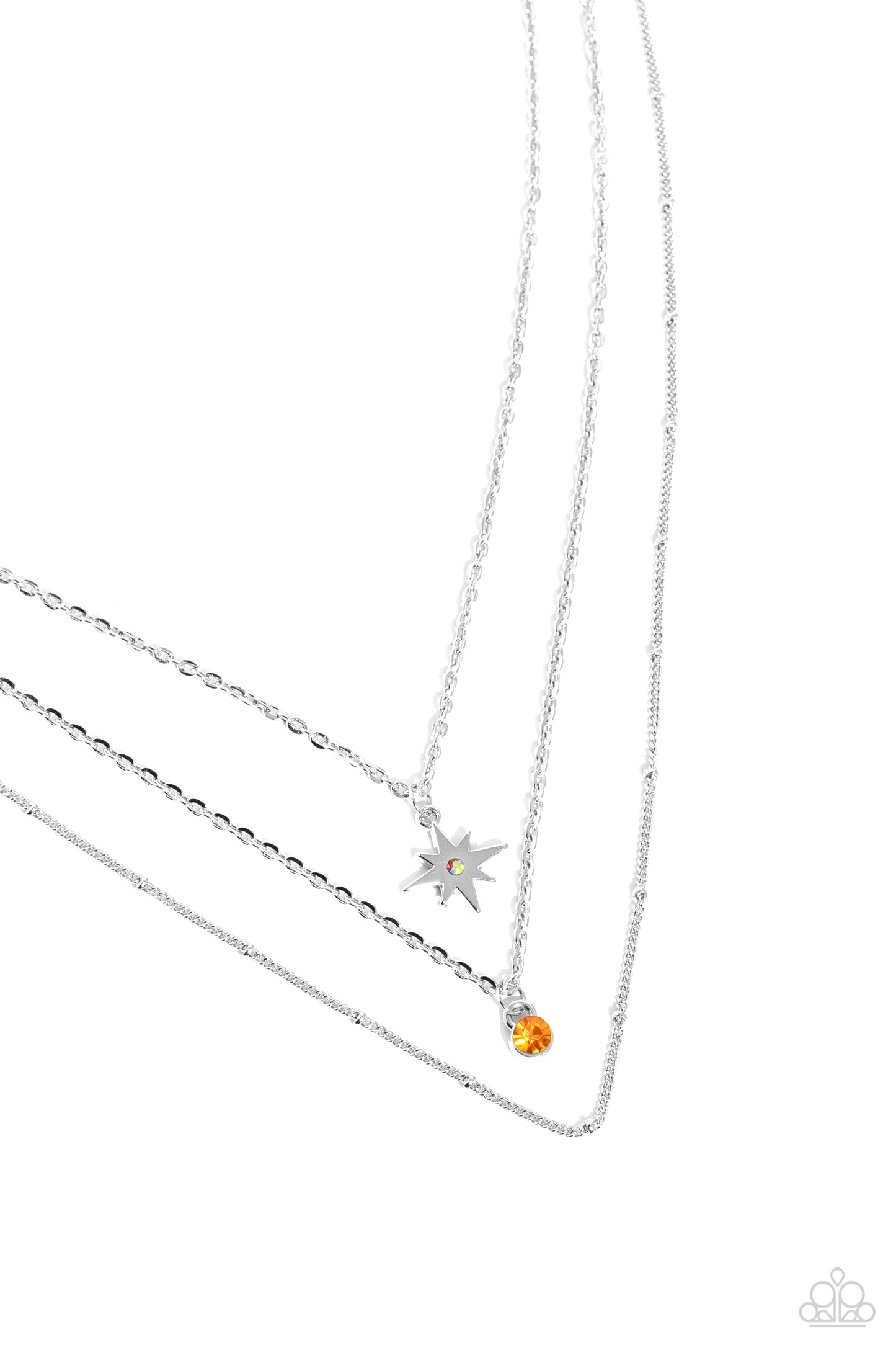 Trendy Twinkle - Orange Necklace Earring Set