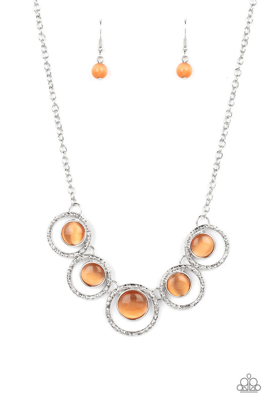 Elliptical Enchantment - Orange Necklace Earring Set