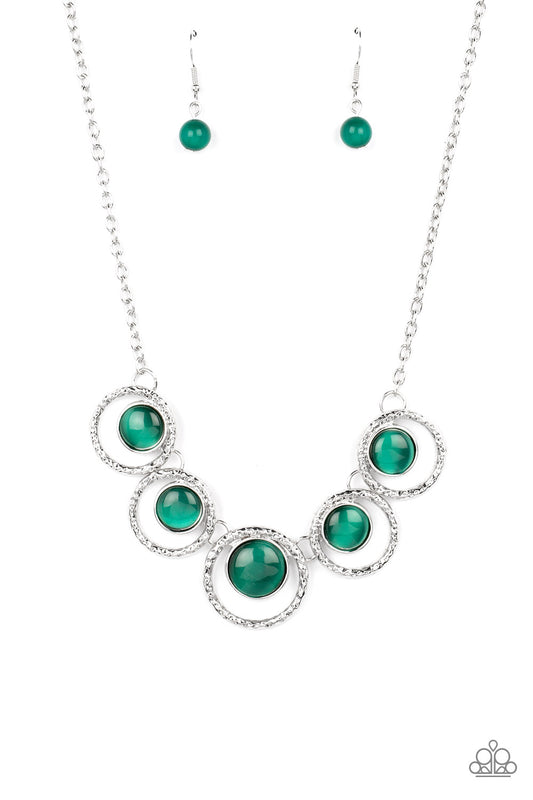 Elliptical Enchantment - Green Necklace Earring Set