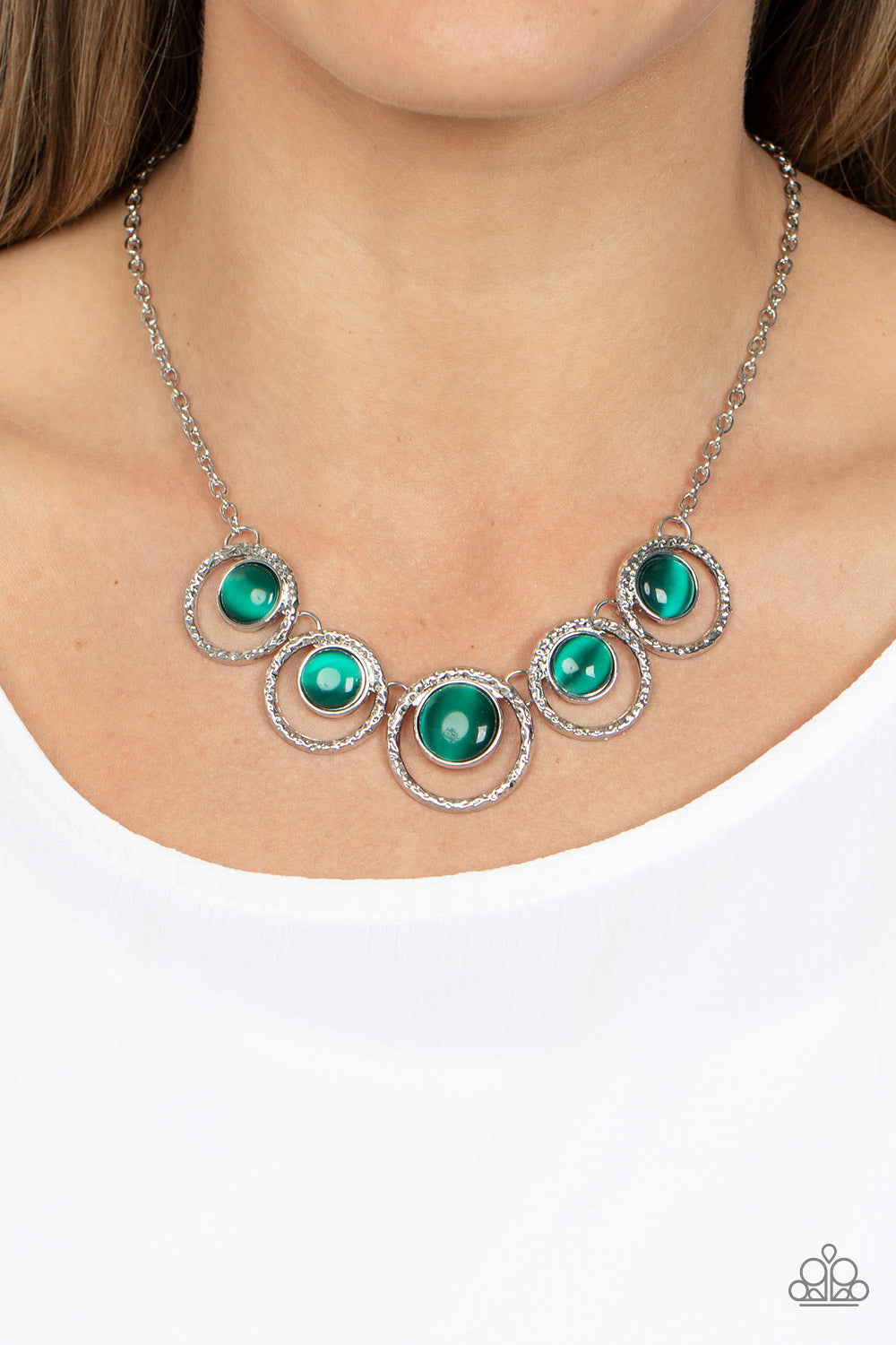 Elliptical Enchantment - Green Necklace Earring Set