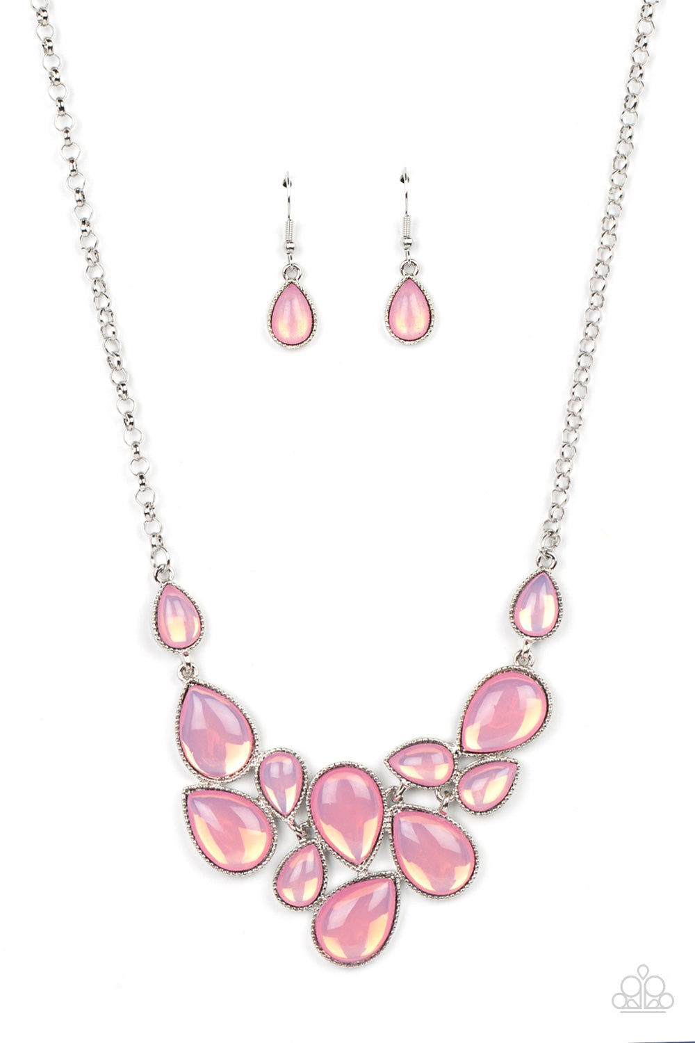 Keeps GLOWING and GLOWING - Pink Necklace Earring Set