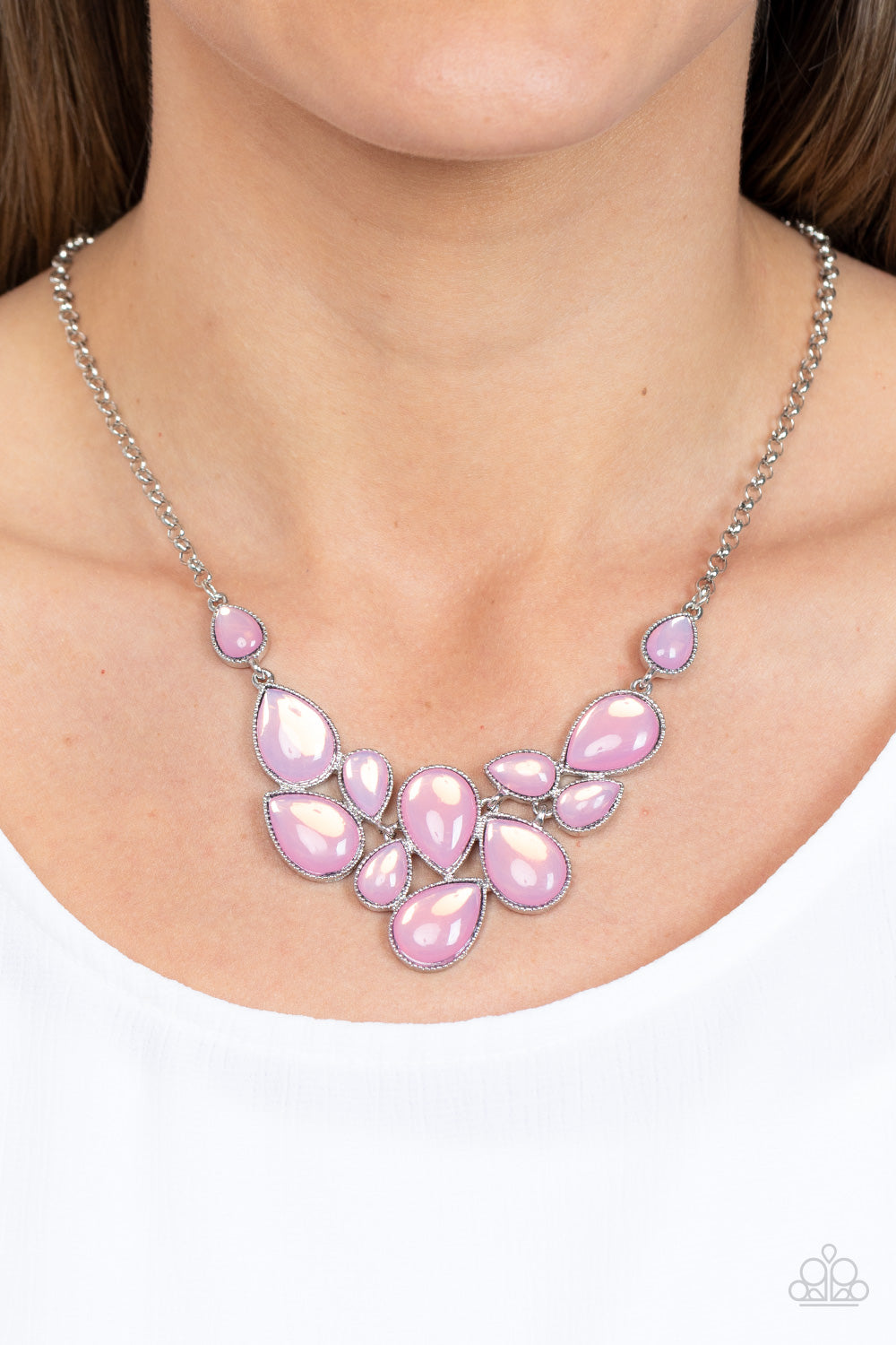 Keeps GLOWING and GLOWING - Pink Necklace Earring Set