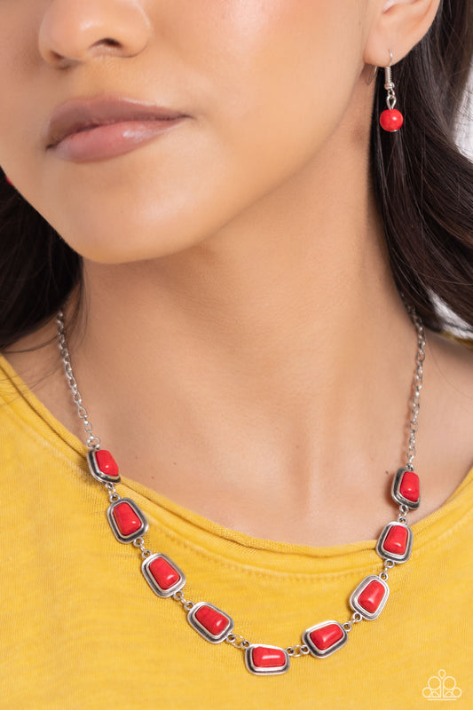 Southern Safari - Red Necklace Earring Set