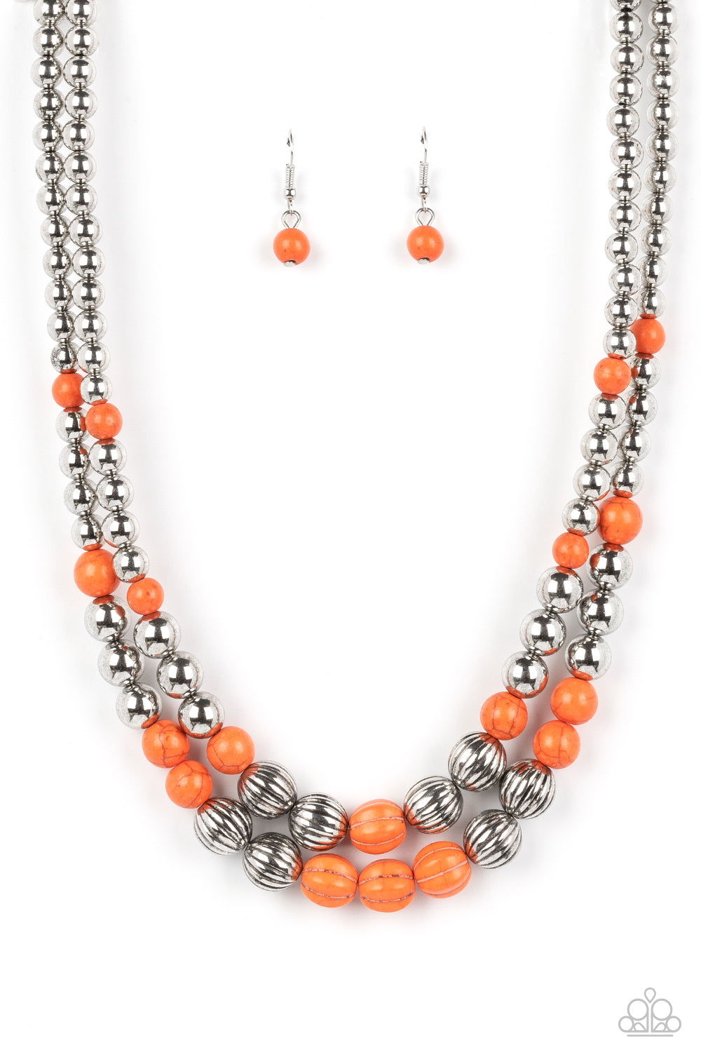 Country Road Trip - Orange Necklace Earring set