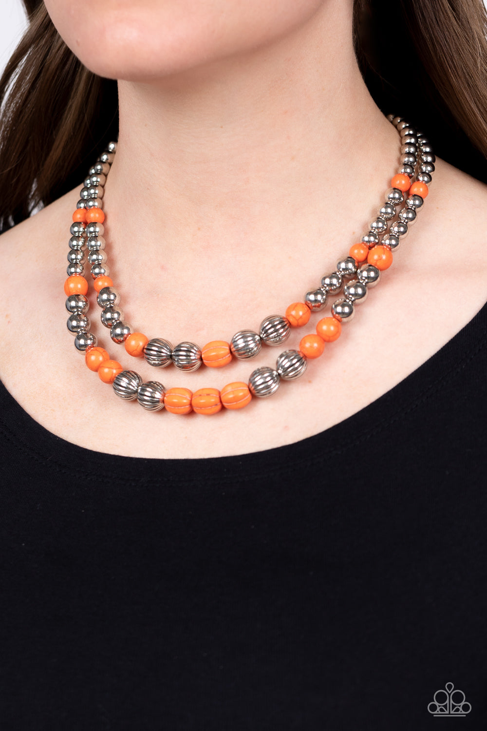 Country Road Trip - Orange Necklace Earring set