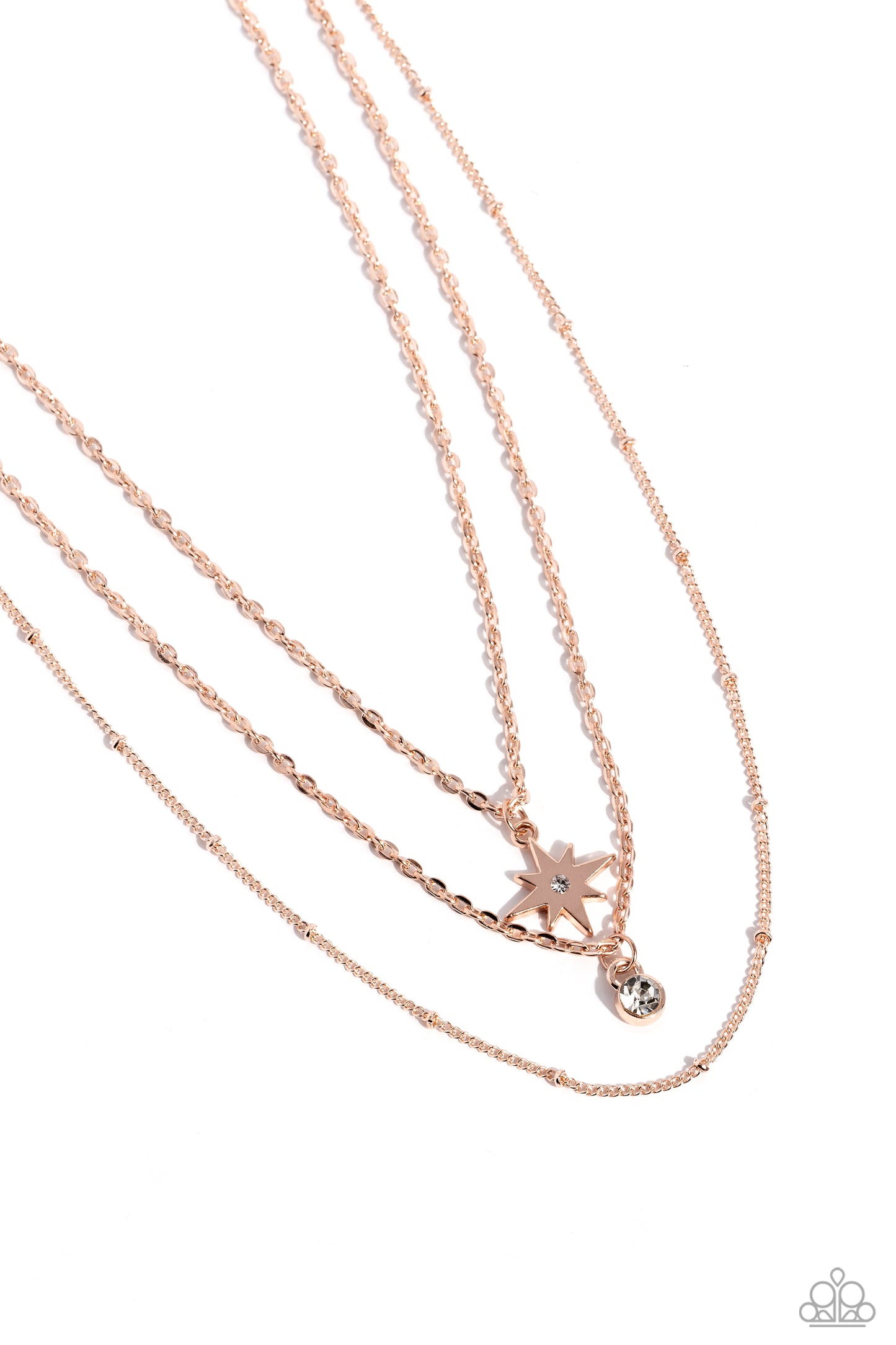 Trendy Twinkle - Rose Gold Necklace Earring Set