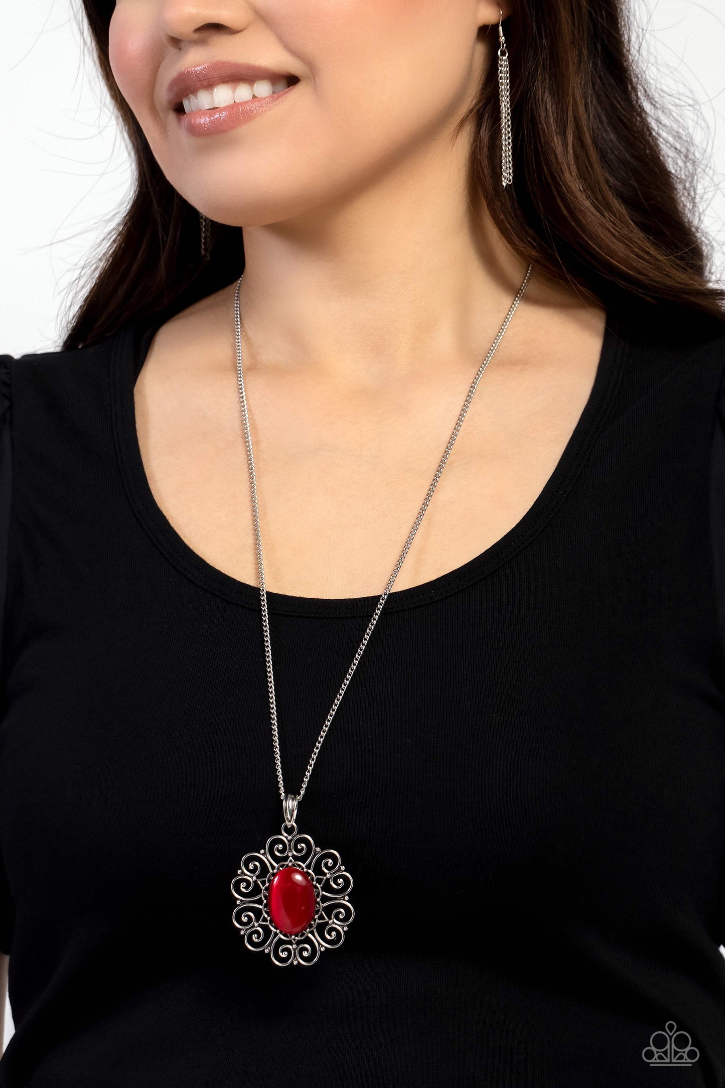 Sentimental Sabbatical - Red necklace Earring Set