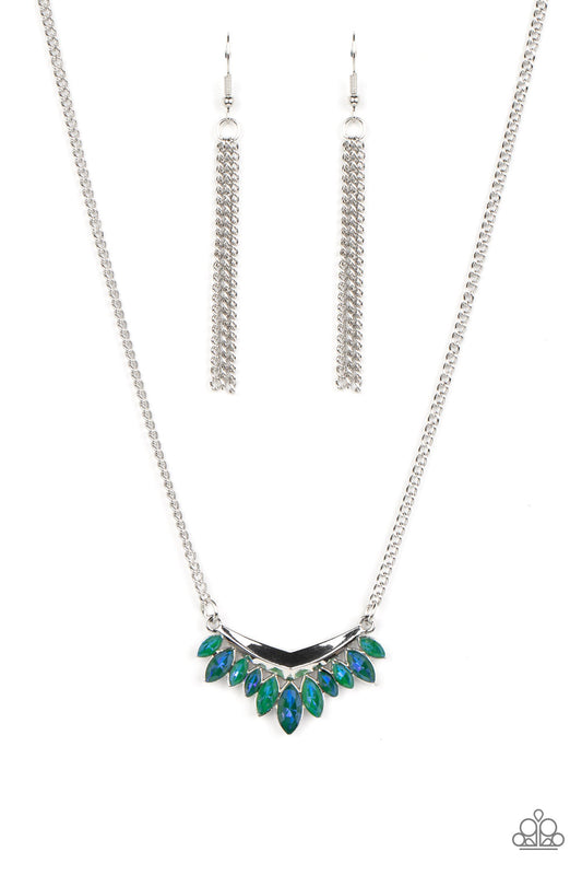 Flash of Fringe - Green Necklace Earring Set